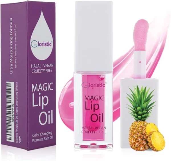 Color Changing Lip Oil Fine Glitter Lip Gloss Lip Glaze, Pouty Lips Moisturizing Lipstick Long Lasting Lip Gloss Anti-Dry Cracked Lip Oil